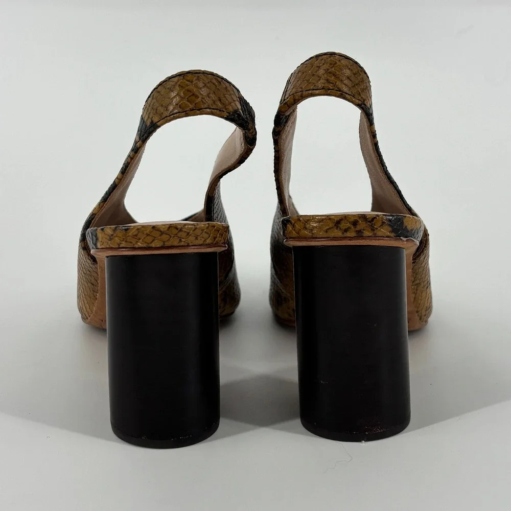 Loeffler Randall Estelle Slingback Heel Amber Women Size 7 Snakeskin Pointed Toe